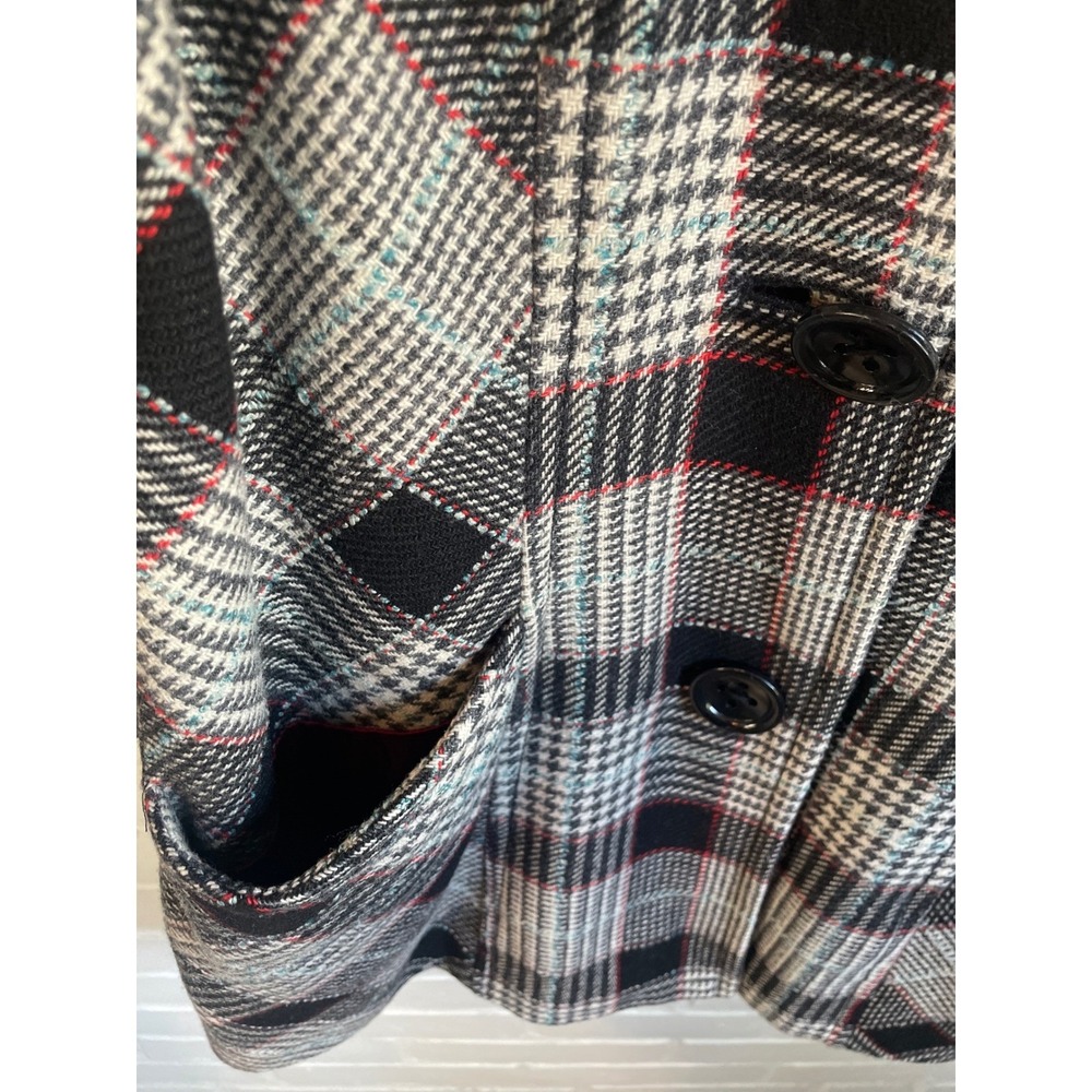 Vintage Guess Women's Houndstooth Plaid Wool Blend Jacket Coat Red Lining Size L - Picture 4 of 8